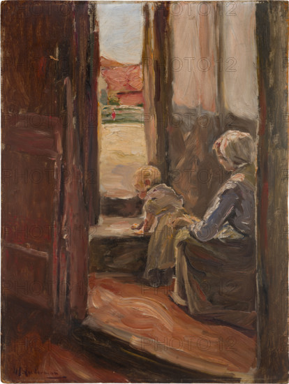 The first step (Mother and Child, small sketch), 1890. Creator: Max Liebermann.