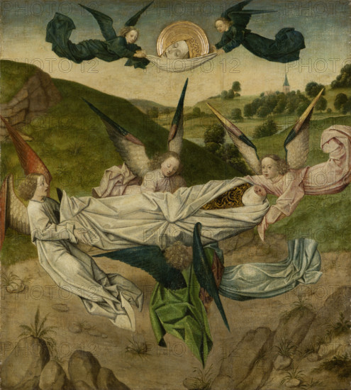 Angelis lifting the Body of St Catherine to Mount Sinai, c1470-1480. Creator: Cologne Master.