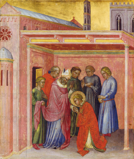 Departure from Bishop Julian, c1390. Creator: Martino di Bartolomeo di Biagio.