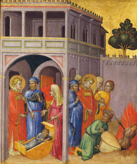 Return of the Saint and Burning of the Changeling, c1390. Creator: Martino di Bartolomeo di Biagio.
