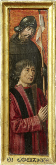 Portrait of Willem van Overbeke with Saint William, c1485-1490. Creators: Bruges (?) Master, Hugo van der Goes.