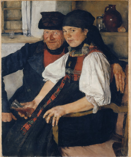 Elderly Farmer and Young Girl ("The Unequal Couple"), 1876-1877. Creator: Wilhelm Maria Hubertus Leibl.