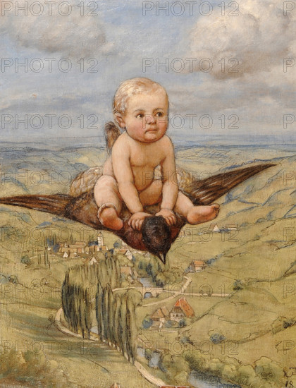 Riding on a Bird, 1885. Creator: Hans Thoma.