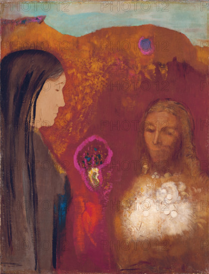 Christ and the Samaritan Woman (The White Flower Bouquet), c1895. Creator: Odilon Redon.