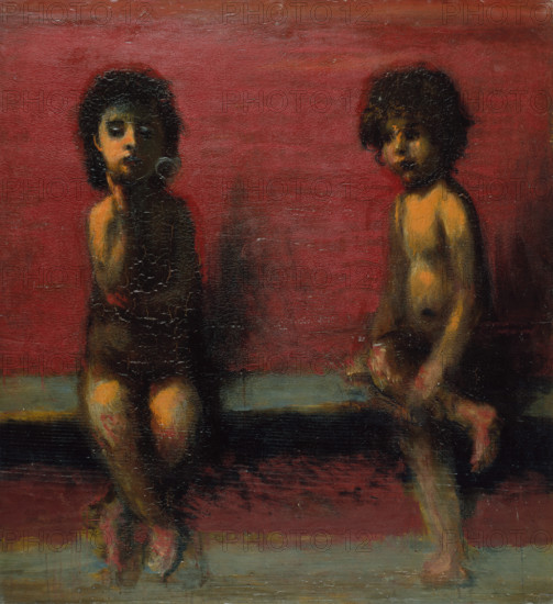 Two Seated Children, 1885-1887. Creator: Arnold Bocklin.