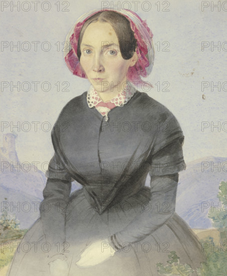 Portrait of the artist's sister, mid-19th century. Creator: Fritz Bamberger.