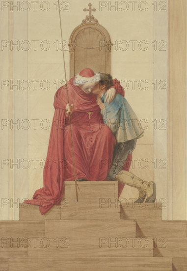 A Cardinal Penitenziario Maggiore, during Holy Week at St. Peter's in Rome, 1855. Creator: Eduard von Steinle.