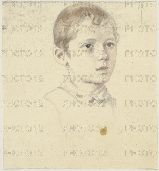 Boy's head to the right, c1830-1872. Creator: Jakob Becker.