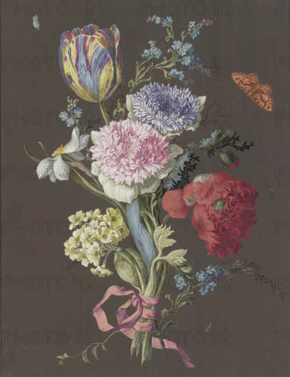 Arrangement of anemones (Anemona), tulips (Tulipa), poppies (Papaver), daffodils (Narcissus)...c1770 Creator: Unknown.