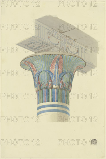 Egyptian capital with architrave, 1829. Creator: Friedrich Maximilian Hessemer.