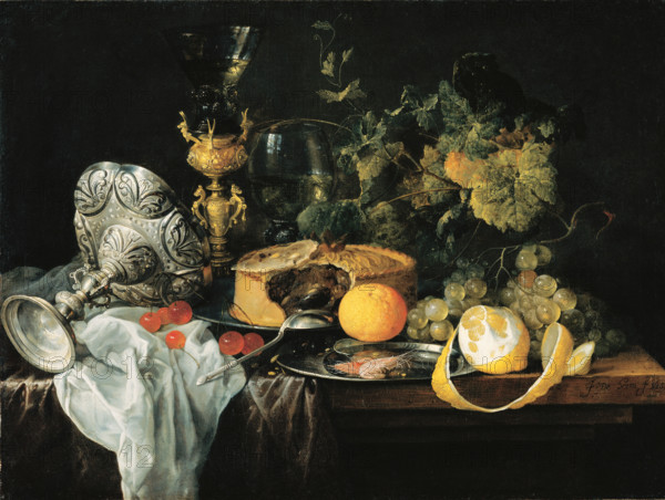 Sumptuous Still Life with Fruits, Pie and Goblets, 1651. Creator: Jan Davidsz de Heem.