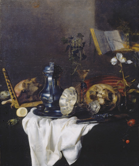 Vanitas Still Life, c1650. Creator: Peter Willebeeck.