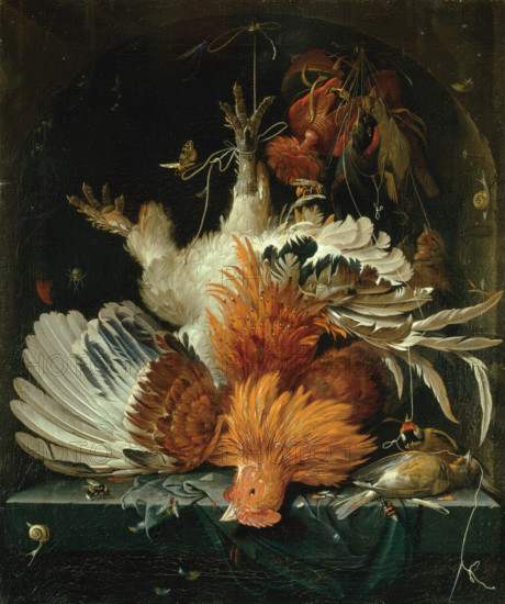 Still life with Dead Poultry, c1663-1664. Creator: Abraham Mignon.
