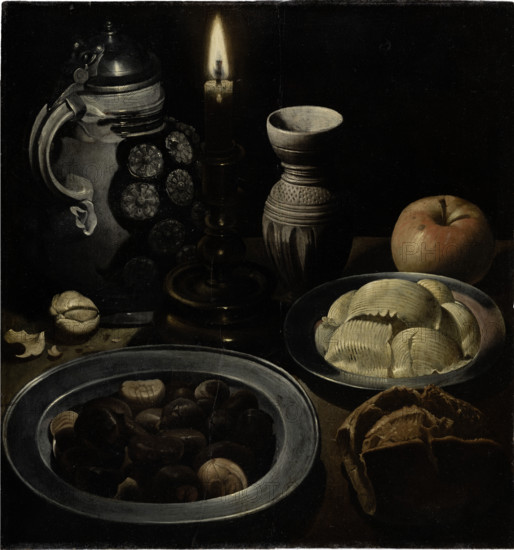 Still life with Roasted Chestnuts, c1630. Creator: Gottfried de Wedig.