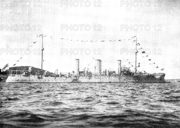 The German cruiser "Gefion," bound for Chinese Waters under Prince Henry of Prussia, 1898. Creator: Unknown.