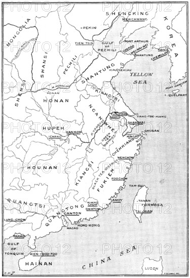 The Chinese Crisis: positions of Port Arthur and Kiau-Chiau, occupied by Russia and Germany, 1898. Creator: Unknown.