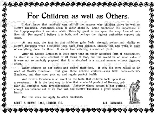 Advertisement for Scott's Emulsion, 1898. Creator: Unknown.