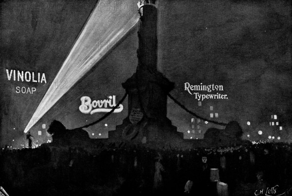 'Scene in Trafalgar Square on the night of Oct. 21', 1898.  Creator: S. H. B..