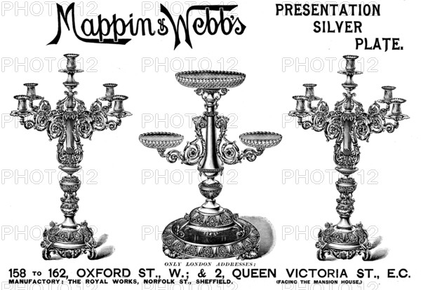 Advertisement for Mappin & Webb's Presentation Silver Plate, 1898. Creator: Unknown.