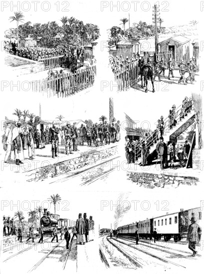 The Soudan Advance: departure of the 6th Royal Warwickshire Regiment for the front..., 1898. Creator: Carl Hentschel.