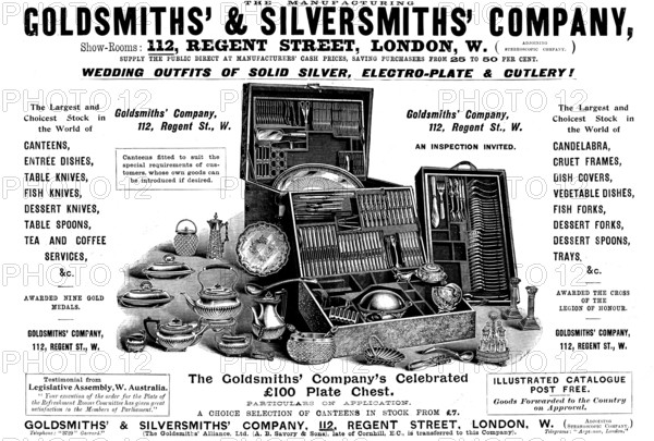 Advertisement for the Goldsmiths' & Silversmiths' Company, 1898. Creator: Unknown.
