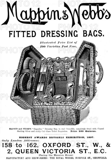 Advertisement for Mappin & Webb's Fitted Dressing Bags, 1898. Creator: Unknown.