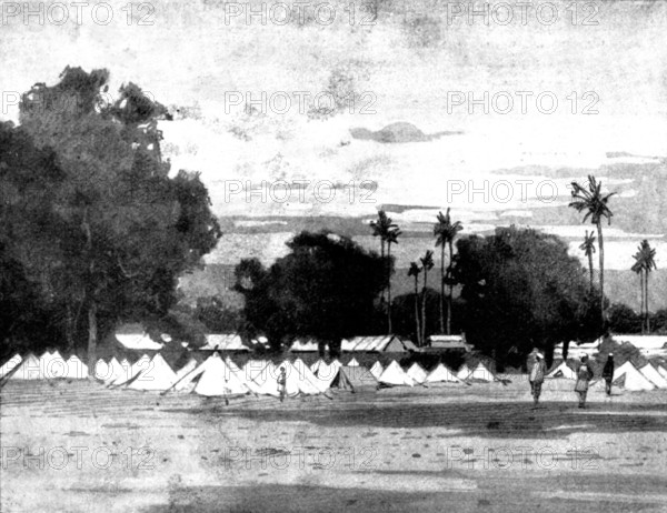 Reinforcements for Uganda: arrival of an Indian Contingent at Mombasa - 27th Bombay Infantry, 1898. Creator: George Montbard.