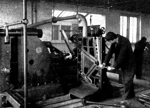 Travelling portion of jig and press, with cycle-frame in position, 1898. Creator: Unknown.
