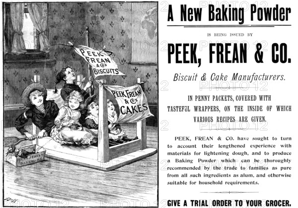 Advertisement for Peek, Frean & Co., baking powder, 1898. Creator: Unknown.