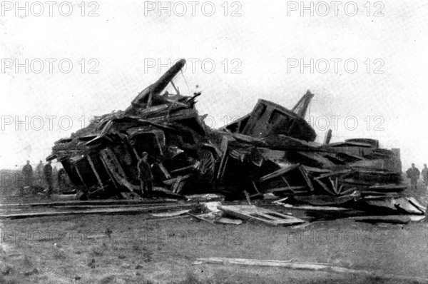 The Railway Accident at Barassie: wrecked carriages, 1898. Creator: J. Macartney.