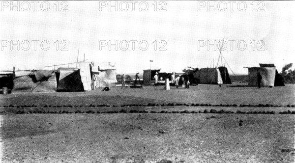 The Eclipse Expedition: view of the observatories, showing...shelter provided against the Sun, 1898. Creator: Unknown.