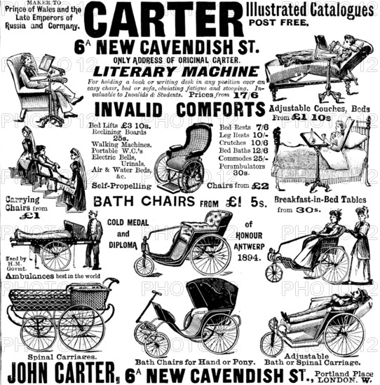 Advertisement for Carter's invalid comforts, 1898. Creator: Unknown.
