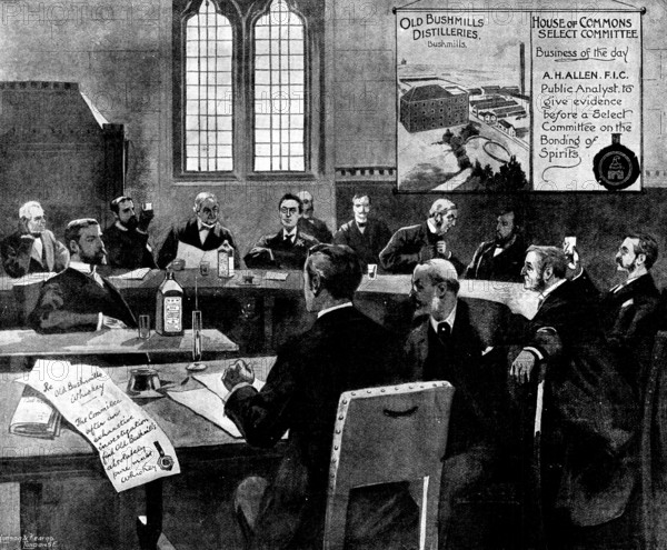 Advertisement for Old Bushmills - A House of Commons Select Committee, 1898.  Creator: Unknown.