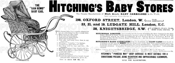 Advertisement for Hitching's Baby Stores, 1898. Creator: Unknown.