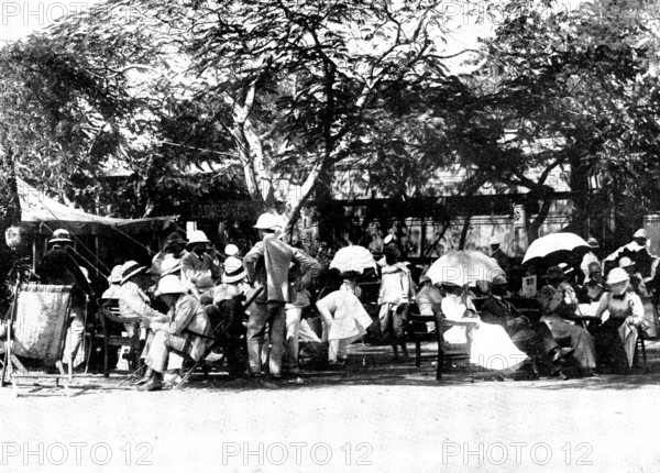 The Total Eclipse of the Sun: group...at the railway siding, Jeur, on the day of the eclipse, 1898. Creator: Stewart.