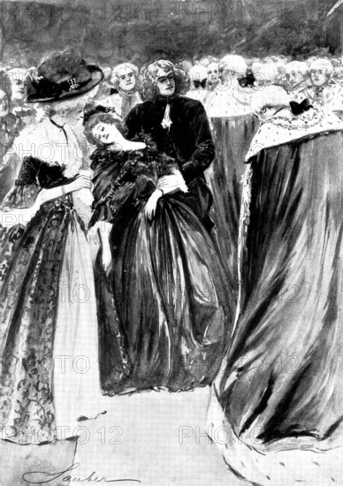 An Enemy of His Grace: they bowed low before him, and he...held his wife in his arms, 1898. Creator: Unknown.