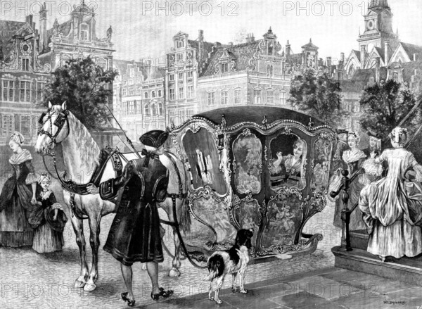 A Sledge-Coach in Old-World Amsterdam, 1898. Creator: P Naumann.