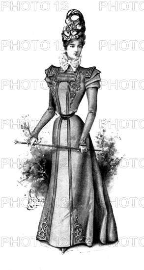 Ladies' Page: a braided cloth gown, 1898. Creator: Picador.