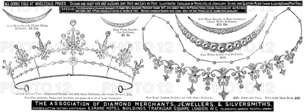 Advertisement for the Association of Diamond Merchants, Jewellers, & Silversmiths, 1898. Creator: Unknown.
