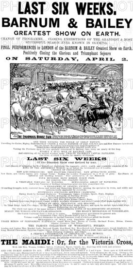 Advertisement for Barnum & Bailey's Greatest Show on Earth, 1898. Creator: Unknown.