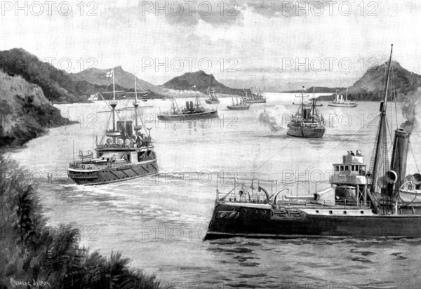 The Chinese Question - ...the British Squadron off Port Hamilton, Christmas Day, 1897, (1898). Creator: Unknown.