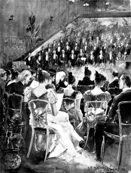 The March of the Men of Harlech- the Welsh Choir singing before the Queen at Windsor Castle, 1898. Creator: Unknown.