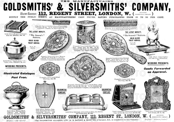 Advertisement for the Goldsmiths' & Silversmiths' Company, 1898. Creator: Unknown.