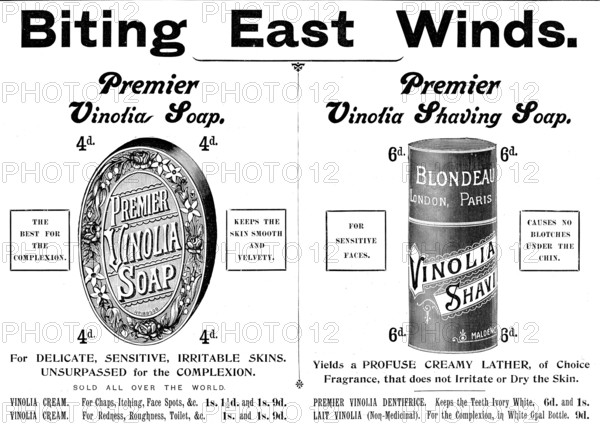 Advertisement for Vinolia soaps, 1898. Creator: Unknown.