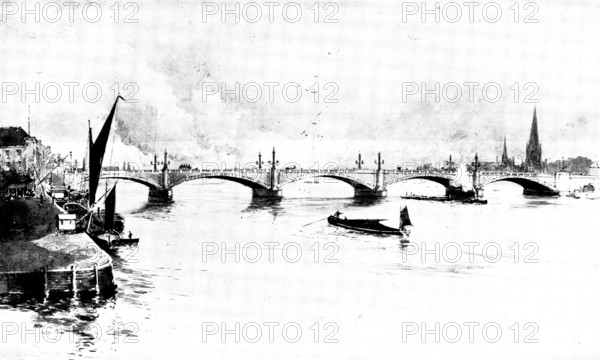 Proposed new bridge at Vauxhall as designed by Sir Alexander Binnie, 1898. Creator: Unknown.