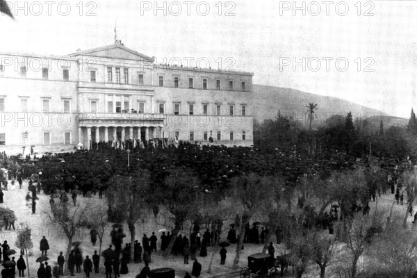 Attempt on the Life of the King of Greece:...demonstration to celebrate His Majesty's escape, 1898. Creator: Unknown.