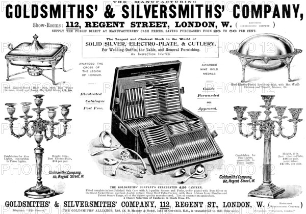 Advertisement for the Goldsmiths' & Silversmiths' Company, 1898. Creator: Unknown.