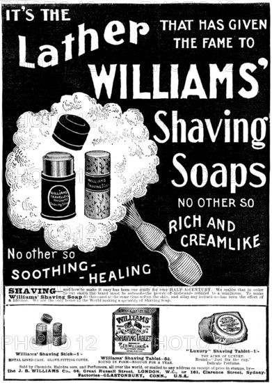 Advertisement for Williams' Shaving Soaps, 1898. Creator: Unknown.