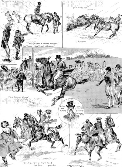 Sketches at the House of Commons and Brigade of Guards Point-to-Point Races..., March 26, 1898. Creator: Carl Hentschel.