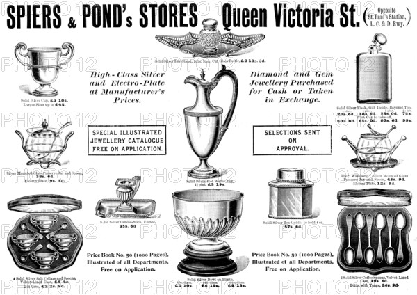 Advertisement for Spiers & Pound's Stores, 1898. Creator: Unknown.